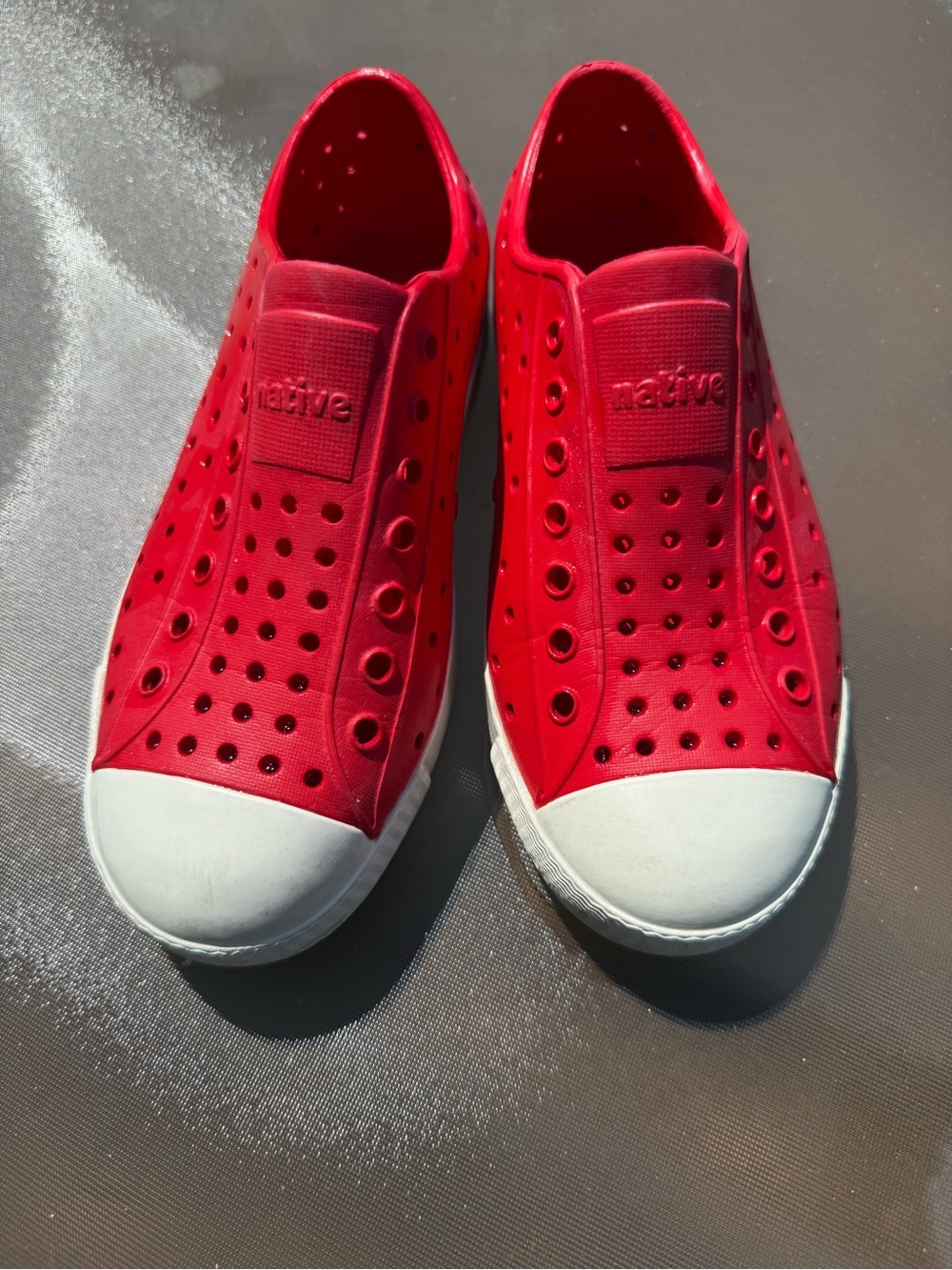 Native Red Slip On Casual Shoes with White Toe Caps J1